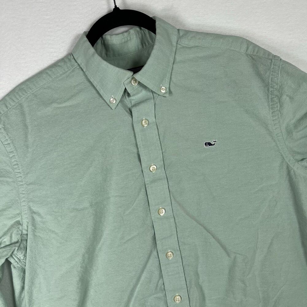 Vineyard Vines Whale Shirt Mens Medium M Mint Green Oxford Button Down Cotton